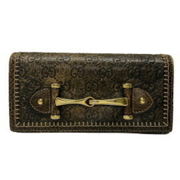 Gucci long Wallet zipper brown leather - Picture 1 of 9